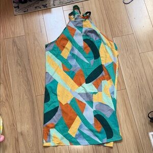Colorful Geometric Halter Dress
